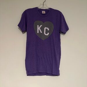 Charlie Hustle Purple T Shirt With Gray KC Heart Womens S